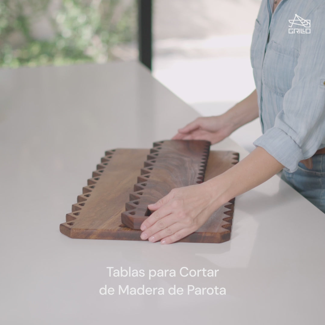 Tabla para Cortar Baguetera de Madera de Parota Picos Doble