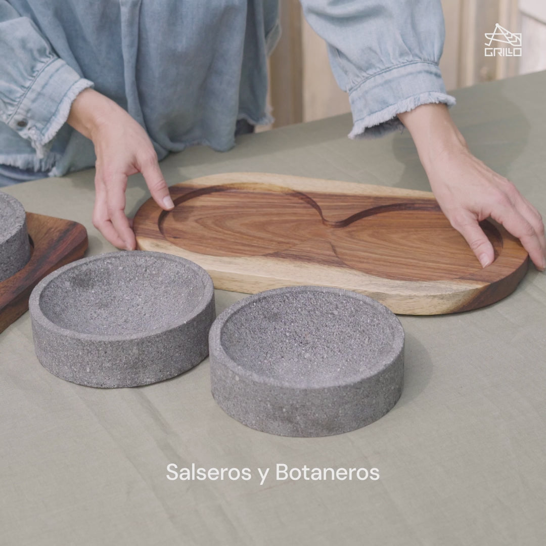 Salsero y Botanero de Madera y Piedra Volcánica Donda