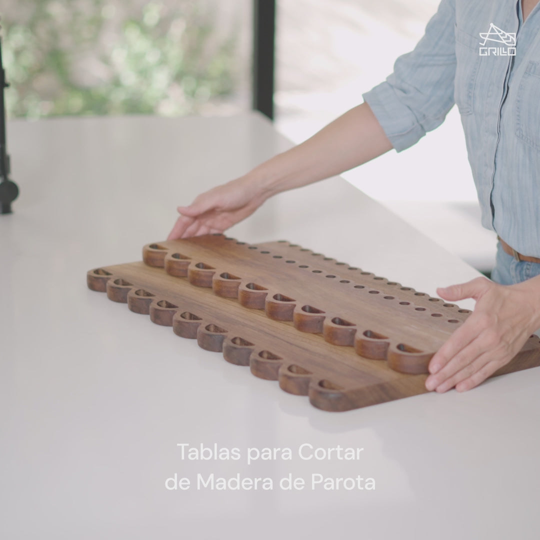 Tabla para Cortar Grande de Madera de Parota Picos Doble